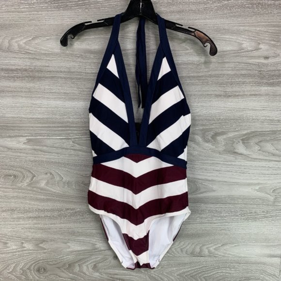 NEW Ted Baker Dakira Contrast Stripe V Swimsuit - Picture 2 of 6